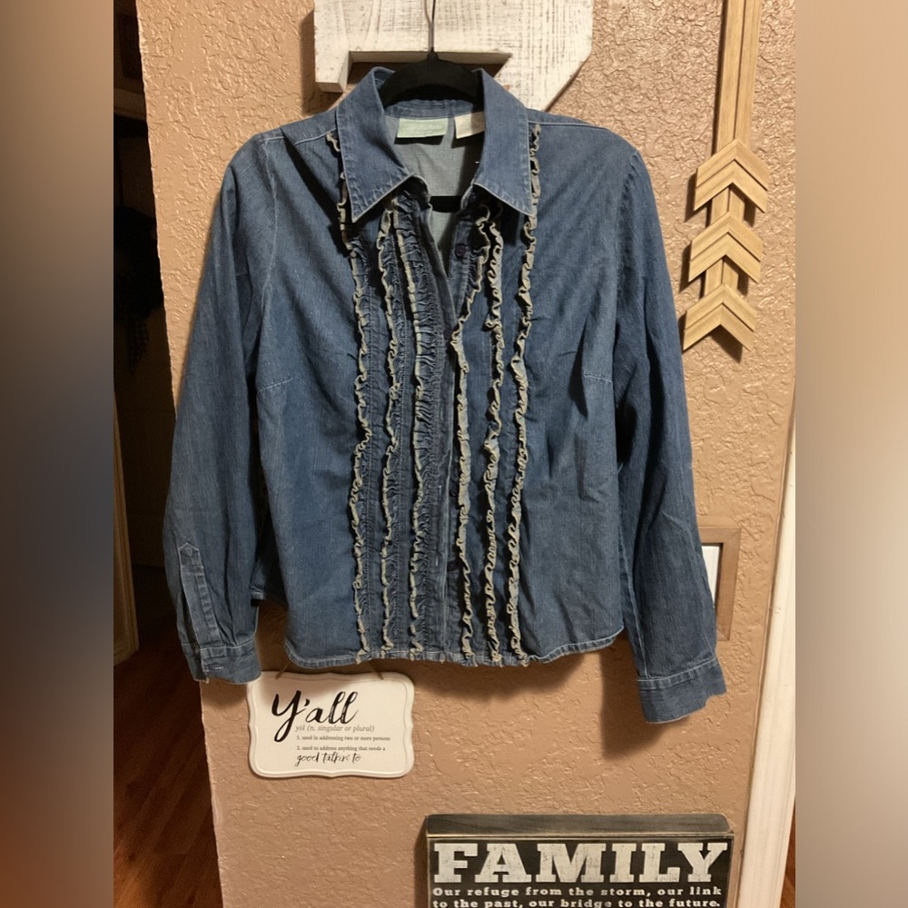 220 Hickory Denim Tuxedo Button Front Western Shirt Women’s Size Medium